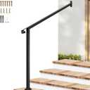 VIVOSUN Outdoor Handrail, 4 Step Stair Handrail, 48" x 39" Fits 1 to 4 Steps, Wrought Mattle Iron Stair Railing with Single Curved End for Concrete Steps, Porch Steps, One-Step Assembly, Black
