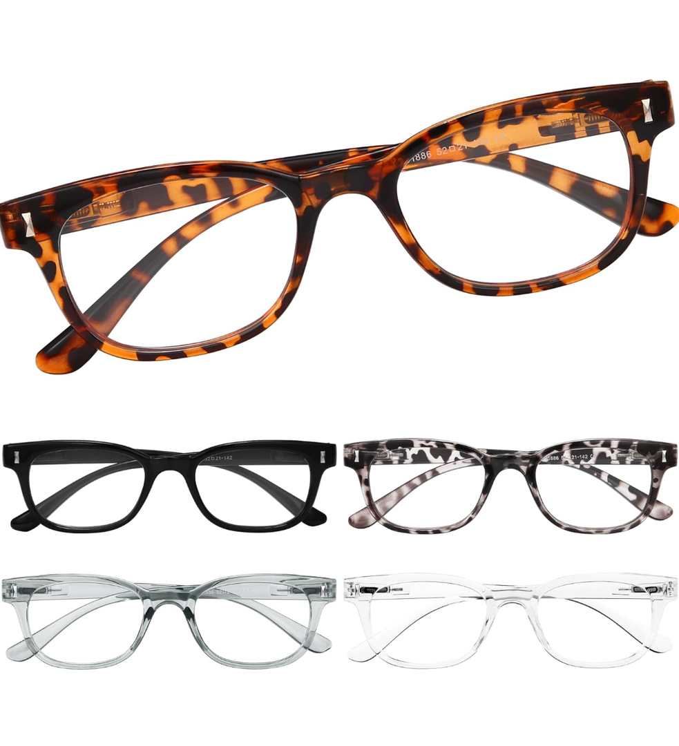BLS BLUES 5 Packs Reading Glasses for Women Blue Light Blocking, Vintage Computer Eyewear, +1.00