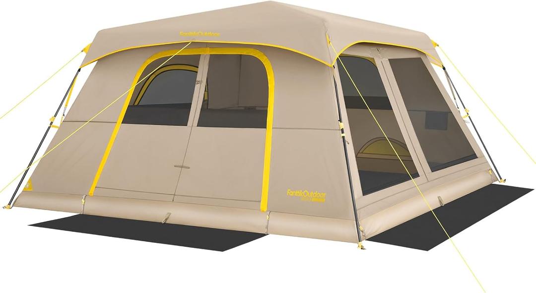 FanttikOutdoor Zeta C10 Air Camping Tent, Lightweight 10 Person Instant Cabin Tent Setup in 60s, 20% Lighter, Ultralight with Carry Bag for Family Camping & Hiking, Upgraded Ventilation