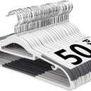 Edergoo Plastic Hangers 50 Pack, Slim Clothes Hangers Non Slip, Non-staining Space Saving Hanger, 17.1 inches Coat Hanger Heavy Duty Hanging Dry Wet Clothes, Gray