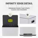 Simpli-Magic Infinity Edge 60 Liter / 16 Gallon Rectangular Hands-Free Extra Large Kitchen Step Trash Can, Soft-Close Single Lid Recycling Bin, Stainless Steel, White, 79680