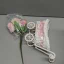 3 Pack Rattan Baby Carriage Floral Arrangement with Bouquet Pink Baby Shower Table Centerpiece Stroller for Guests Gender Reveal Wedding Party Favor Gift and Souvenir