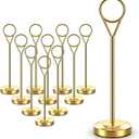 Radezon 16 Pcs Gold Table Number Holders, 6-Inch Stable Place Card Holders with Non-Slip Base, Metal Photo Stands for Wedding Table, Reception & Parties
