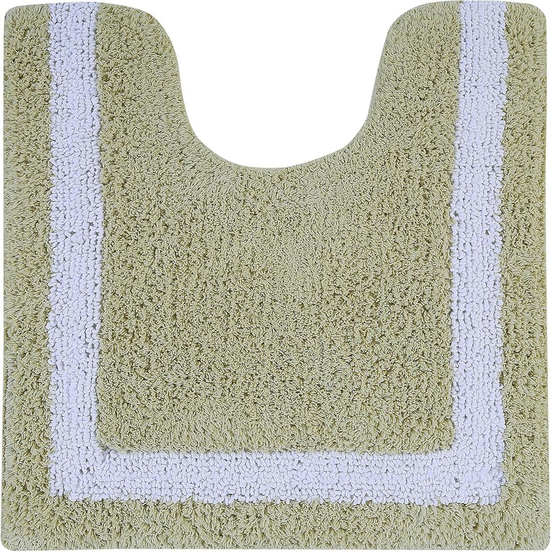 Better Trends Toilet Rugs U Shaped 100% Contour Bathroom Rugs Sage & White 20" x 20" Extra Soft & Thick, Water Absorbent, Reversible, Machine Washable, Tufted Bath Mats Hotel Collection 