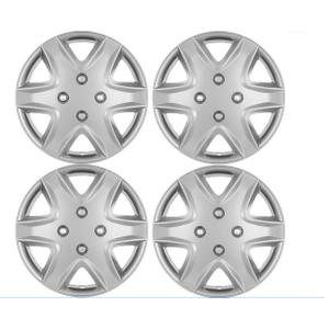 (Set of 4 ）14" Silver Hub Caps Universal Wheel Rim Cover ABS Material Exterior Accessories Snap on Car Truck SUV