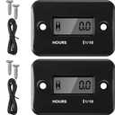 2 Pieces Inductive Hour Meter for Gas Engine Lawn Mower Dirt Bike Motorcycle Motocross Snowmobile Karting Marine ATV Boat Outboard Motor Generator Waterproof Hour Meters (Black)