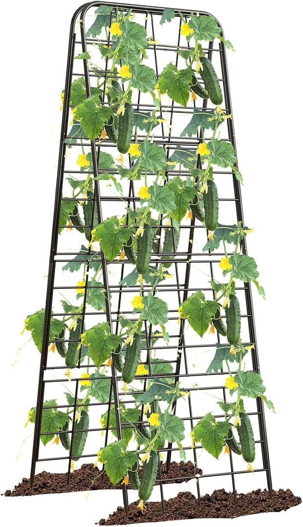 Heavy Duty 50"x17" Adjustable A-Frame Trellis for Climbing Plants Rust-Proof Metal Garden Trellis with Dense Grid Design, Perfect for Raised Beds, Tomatoes, Cucumbers & Outdoor Vines (Black, 1 Pcs)
