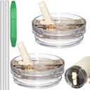 Leak Proof Lid Replacement for Stanley 40 oz, Flip Straw Lid Compatible with Stanley Cup 40oz, Stanley Accessories 40 oz (Beige+Beige)