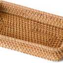 Small Rattan Serving Tray, Natural Wicker Decorative Tray Handwoven for Keys Trinkets Rings Cosmetics, Decorative Jewelry Perfume Tray for Coffee Table Entryway Living Room(8.2"  4.3")