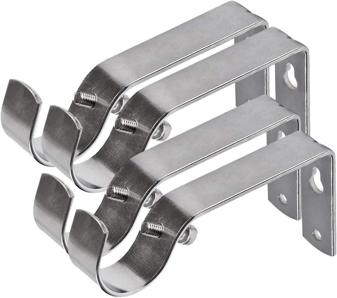 Fix Curtain Rod Bracket Set of 4 for 1 Or 1 1/8 Inch Rods - Satin Nickel