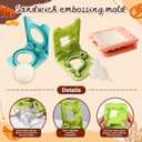 Sandwich Cutter and Sealer Set - 3Pcs Stainless Steel Crustless Sandwich Makers for Kids Lunch & Breakfast, Cookie Cutters with Dinosaur/Lace Wave/Circle Shapes, Perfect for Childrens Bento Box (Green+Orange+Blue)