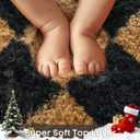 Ophanie Black & Beige Diamond Checkered Rugs for Living Room Bedroom, Large Rhombus Fluffy Soft Fuzzy Area Rugs, Plush Shaggy Bedside Floor 8x10 Carpet for Kids Baby Teen Dorm Home Decor Aesthetic
