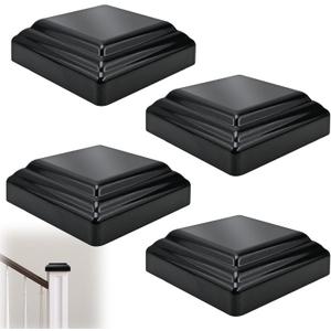 4Pcs 4" x 4" Aluminum Alloy Post Caps, Wood/Metal/Mailbox Posts, Weather-Resistant Fence Post Caps for Deck & Fencing
