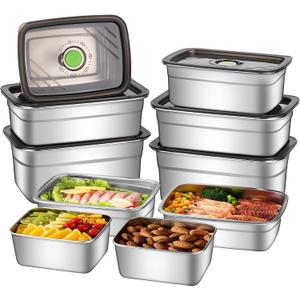 GIUOIDUO 10-Piece Stainless Steel Food Storage Container Set with Airtight Lids - Durable, Eco-Friendly Kitchen Organizers for Freshness & ConveniencePantry, Dishwasher Safe (Various Sizes)