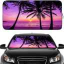 Gven Windshield Sun Shade, Car Front Window Shades Cute Sunshade Cover Sun Visor Shield Block Automotive Interior Protector Blocks UV Rays for Pickup Truck SUV Accessories (Sunset Purple), Large