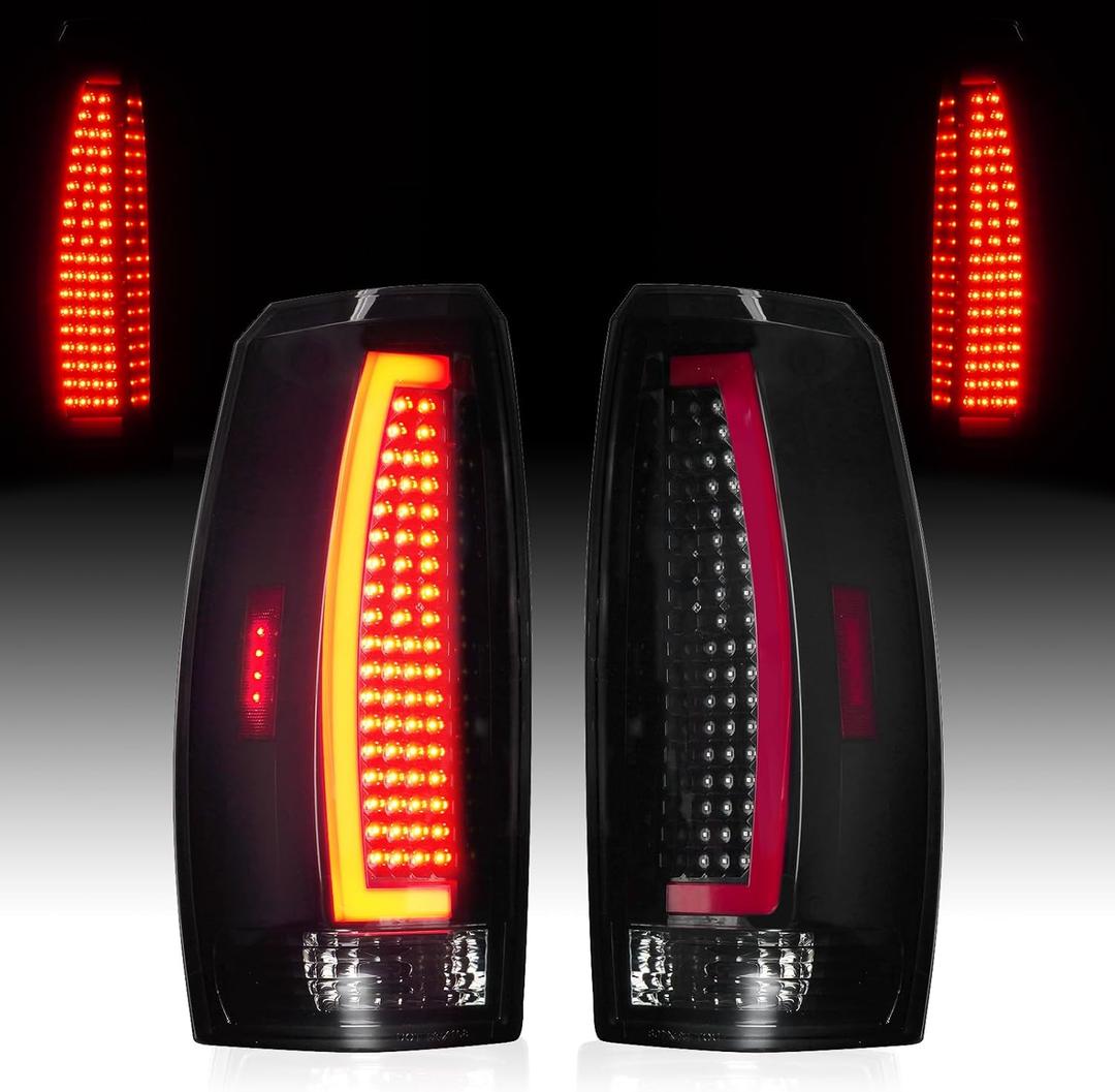 LED Tail Lights Assembly Compatible with Chevy Avalanche 2007-2013, Rear Brake Lamp Taillights Set, Black Housing Smoked Lens