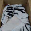 Zebra Print Rug Faux Skin Area Rug Cowhide Animal Western Decor Cute Carpet for Bedroom Living Room, 4.9x6.6 Feet (Zebra - 6.6x4.9 Ft)