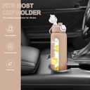 chunmo 32 oz Glass Water Bottles with 2 Lids-Handle Spout Lid & Straw Lid, 1 Liter Motivational Borosilicate Water Bottle with Time Marker and Silicone Sleeve,Leakproof-Amber-1 Pack
