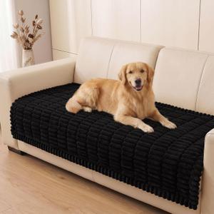 Smiry Couch Cover for Dogs, Non Slip Washable Sofa Protector for Pets, Soft Furniture Cover for Pet, Stylish Sofa Covers, Cozy Protect Against Fur, Dirt & Everyday Messes (Black, 35.4" x 63")