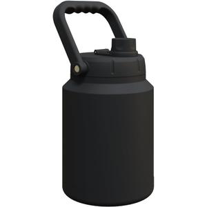 Asobu Mini Stainless Steel Double Walled Vacuum Insulated 33 Ounce Jug With Full Hand Easy Carry Handle and Pop Up Straw Water Bottler(Black)