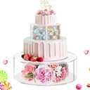 ULENDIS 2PCS Clear Acrylic Cake Stands for Dessert Table, Round Fillable Cake Box Riser with Lace Paper Doilies, Decorative Centerpiece for Wedding Birthday Party Display(8Inch, 12Inch)