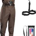 Trudave Chest Waders for Men with Boots, 2-Ply Nylon/PVC Waterproof Fishing & Hunting Waders for Men and Women, Brown M14