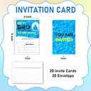 Pool Party Birthday Invitation For Boys, Hey Bro Fill-In Invites Card For Birthday Party, Pool Birthday Cards For Kids Teen, Summer Birthday Party Decoration Supplies, 20 Cards With Envelopes -06