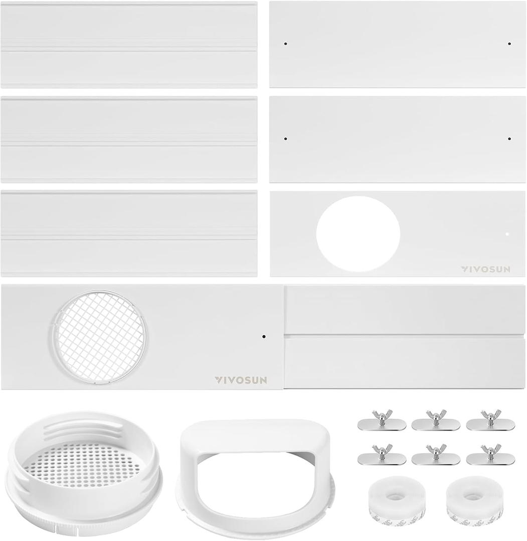 VIVOSUN Portable AC Sliding Door Vent Kit, 16.9"/21.2"-88.6" Length Adjustable, Fits 5.1 & 5.9 Exhaust Hose for Sliding Doors or Windows