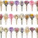 12/24 PCS Charming Dried Flowers Bouquet for Vase Various Dried Wildflowers with Stems Mini Handmade Wildflowers Natural Real Flowers Bulk Flowers Craft (Various Series, 24 PCS)