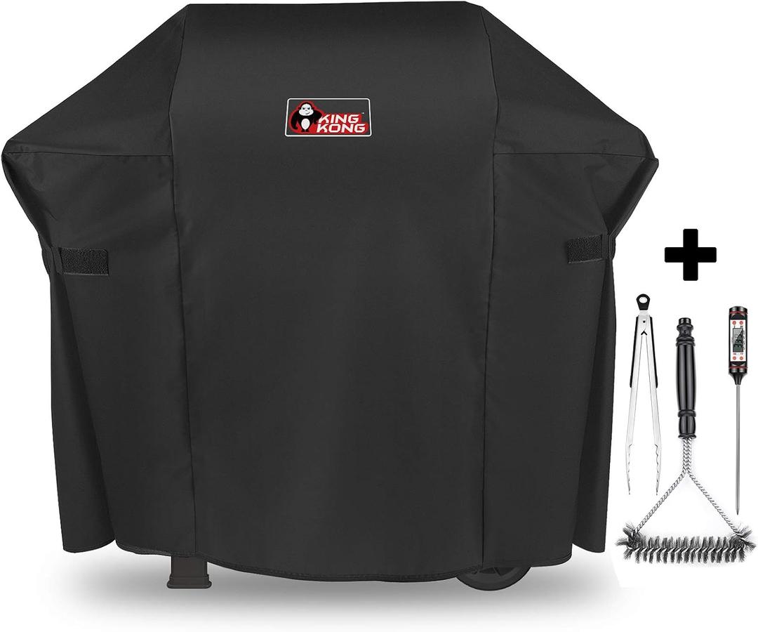 Kingkong 7138 Premium Grill Cover for Weber Spirit 200 and Spirit II 200 Series Gas Grills (Compared to 7138) Including Brush, Tongs and Thermometer