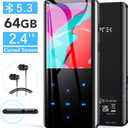 AGPTEK 64GB MP3 Player with Bluetooth 5.3, A19PL 2.4" Curved Screen Portable Music Player with Speaker Lossless Sound with FM Radio, Voice Recorder, Supports up to 128GB, Black