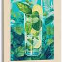 GyXzodonti Mojito Cocktail posters retro cocktail wall art Cocktail Drink Wall Decor Vintage bar cart decor Kitchen Home Bar Cart Club Decor Canvas Print 16x24inch Framed (16L" x 24W", style-9-Framed)