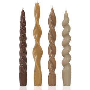 Spiral Taper Candles Brown Short Candle Sticks Unscented Smokeless Twisted Candlesticks for Fall Decor Holiday Dinner Party Christmas Decorations-7.5inch-4pack