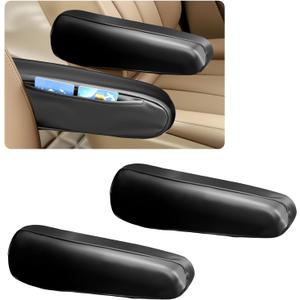 2PCS Car Armrest Cover,Leather Arm Rest Cover for Car with Side Pockets for Avoiding Scratches and Scuffs,Upgraded Cars Arm Rest Covers Pad as Cars Storage for Most Vehicles