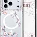 for iPhone 17 Pro Max Case, Ultra Thin Magnetic Transparent Compatible with MagSafe for iPhone 17 Pro Max Phone Cover 6.9 inch, Plum Blossom