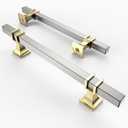 Asidrama 7 Pack 5 Inch(128mm) Brushed Satin Nickel and Gold Kitchen Cabinet Handles, Cabinet Pulls Kitchen Cabinet Hardware for Cupboard Drawer Pulls