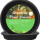 TITE Plant Saucer 16 inch,Heavy Large Planter Durable Thicker Plastic Plant Trays for Indoors and Outdoor,Plant Saucer Drip Trays,Black (16 inch, Black)