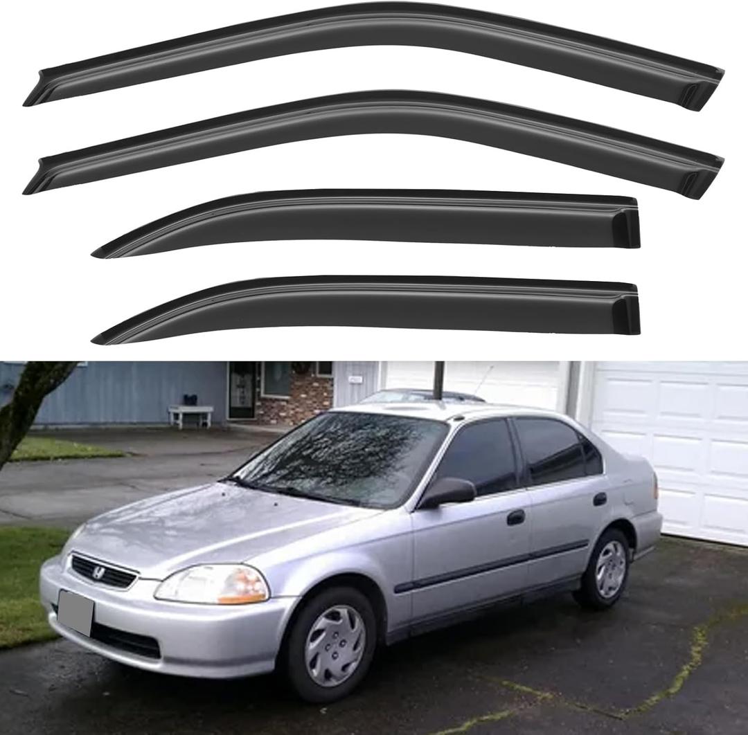 Window Visors Rain Guards Shield for 1996-2000 Honda Civic Sedan, Out-Channel Window Vent Wind Deflectors Visors Shades for 96-00 Civic (1996-2000 Honda Civic Sedan)