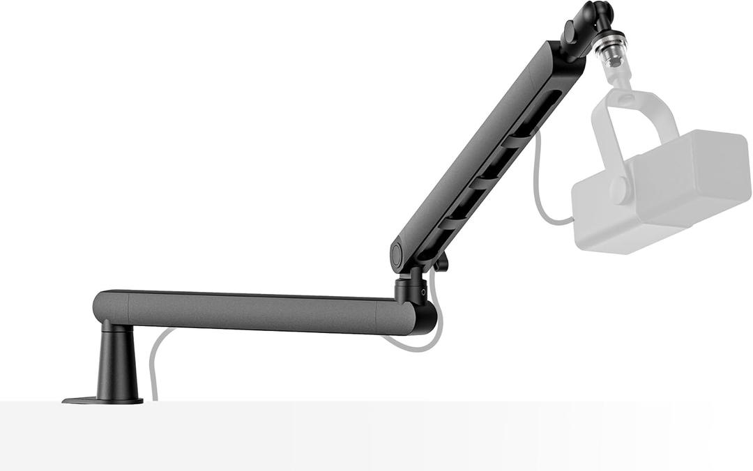 Microphone Boom Arm, Low Profile Mic Arm, Adjustable Stick Microphone Arm Stand with Desk Mount Clamp, Cable Management,Mic Stand with Mic Clip 3/8" to 5/8" Adapter