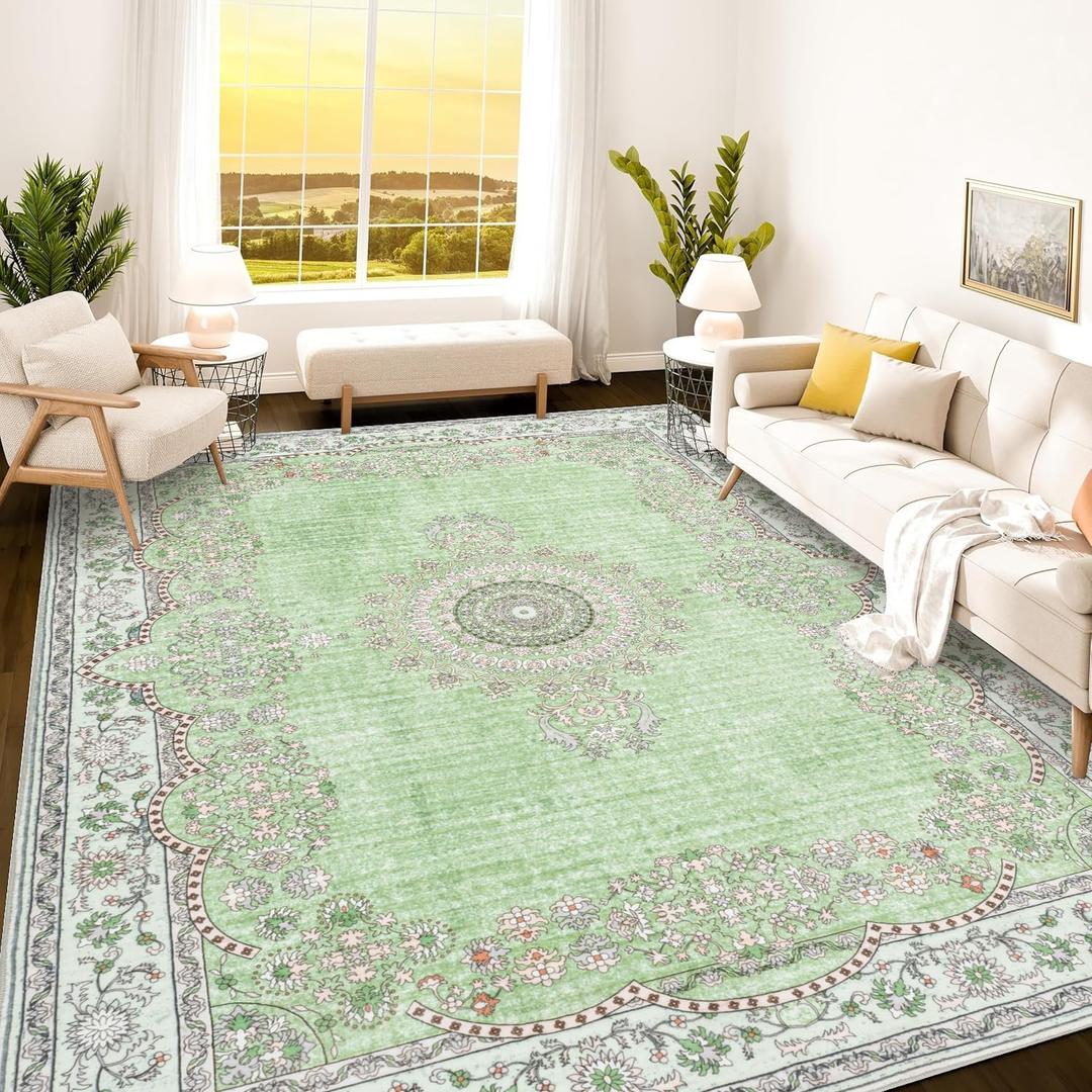Istana 9x12 Area Rug - Green 9 x 12 Area Rugs for Living Room - Foldable 9x12 Rugs for Bedroom/ Living Room Rug - Stain Resistant Washable Rugs - Eco-Friendly Area Rugs