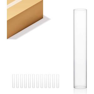 WGVI Hurricane Candle Holder Sleeve, Wide 2", Height 12", Clear Glass Cylinder Candleholder, Chimney Tube, Open Ended Candle Shade, 12 Pieces Bulk