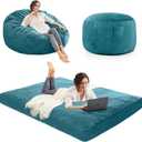 Bean Bag Chairs for Adults - Giant Bean Bag Convertible Floor Sofa
3 IN 1 Lounger Couch Sofa, Memory Foam Filling, Removable Velvet Cover, Machine Washable,Bedroom Living Room, Youth Lake Blue