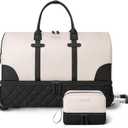 ETRONIK Rolling Duffle with Wheels, 23 Inch Large Carry on Luggage for Women with Shoe Compartment, Duffle Bag for Travel with Toiletry Bag, Beige