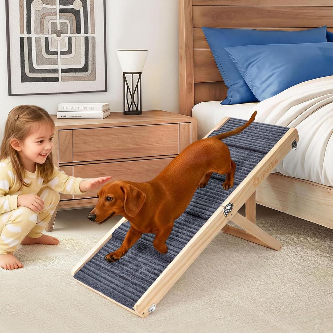 Dog Ramp for Couch - Joint & Spine Support for Small Dogs, 18" Adjustable Height, Anti-Slip & Foldable, Up to 35 lbs