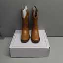 Rollda Kids Cowboy Boots for Boys Girls Western Square Toe Cowgirl Boots with Walking Heel (Toddler/Little Kid/Big Kid) (Dark Brown/Ostrich Upper) 12