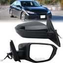 Right Passenger Side Mirror for 2016-2021 Honda Civic Rear Door Mirror Paintable Manual Folding Power Mirror Non-Heat 3 Pins HO1321283 76208TBAC03ZA,Black