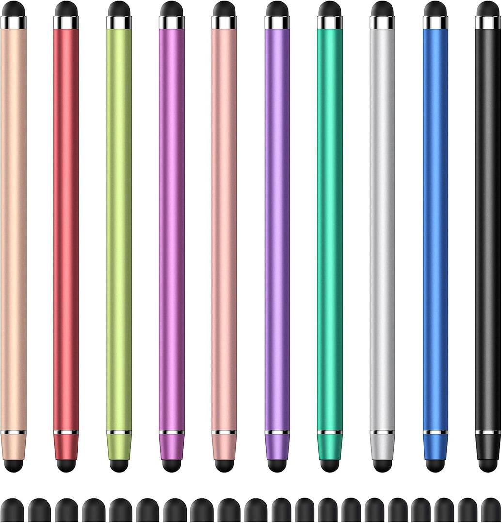 Stylus Pen for Touchscreen,2 in 1 High Precision and Sensitivity Stylus,Stylus Pen for iPad/iPhone/Android/Samsung Smartphone and Tablets,Compatible with Touch Screens(10 Colors Stylus) (Black/Silver/Red/Pink/DarkGreen/Blue/Purple)