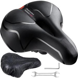 Ascent Bike Saddle,Comfortable Bike Seat for Men Women, Ascent Bicycle seat with Red Warning Stripes, City Bike Seat, Mountain Bike Seat with Suspension System