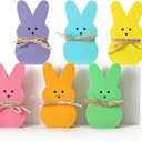 Easter Decorations,6 Pcs Bunny Table Decorations Wooden Spring Signs for Home,Cute Bunny Table Decor with Jute Twine Bow Spring Decorations for Home Room and Party Favors Easter Tiered Tray Tabletop Indoor Gift