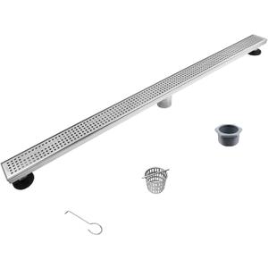 Linear Shower Drain 42", 304 Stainless Steel Floor Drain with Grid Drain Cover & Hair Strainer, Rectangular Shower Drain w/CUPC Certified, Brushed (42 Inch)
